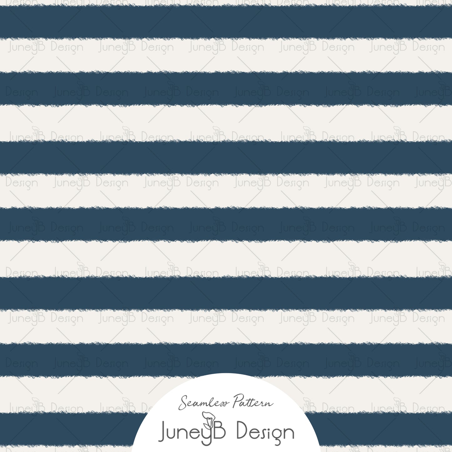 Navy blue and off white horizontal stripe seamless pattern with textured edges on light background.