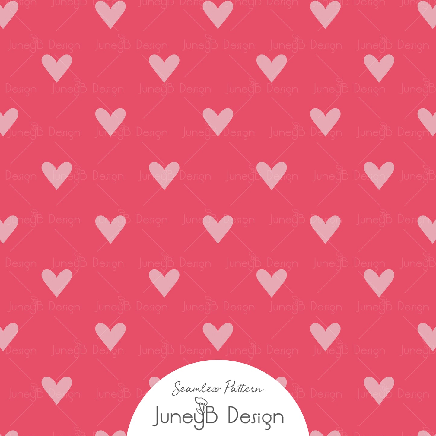Pink hearts seamless pattern on hot pink background, Valentine’s Day fabric design.