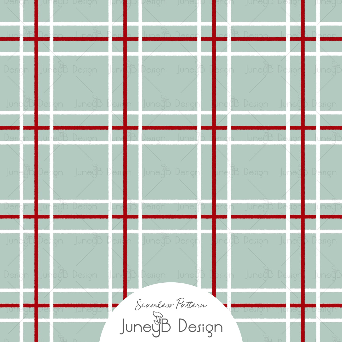 Christmas plaid seamless pattern in mint green, red, and white for fabric printing.