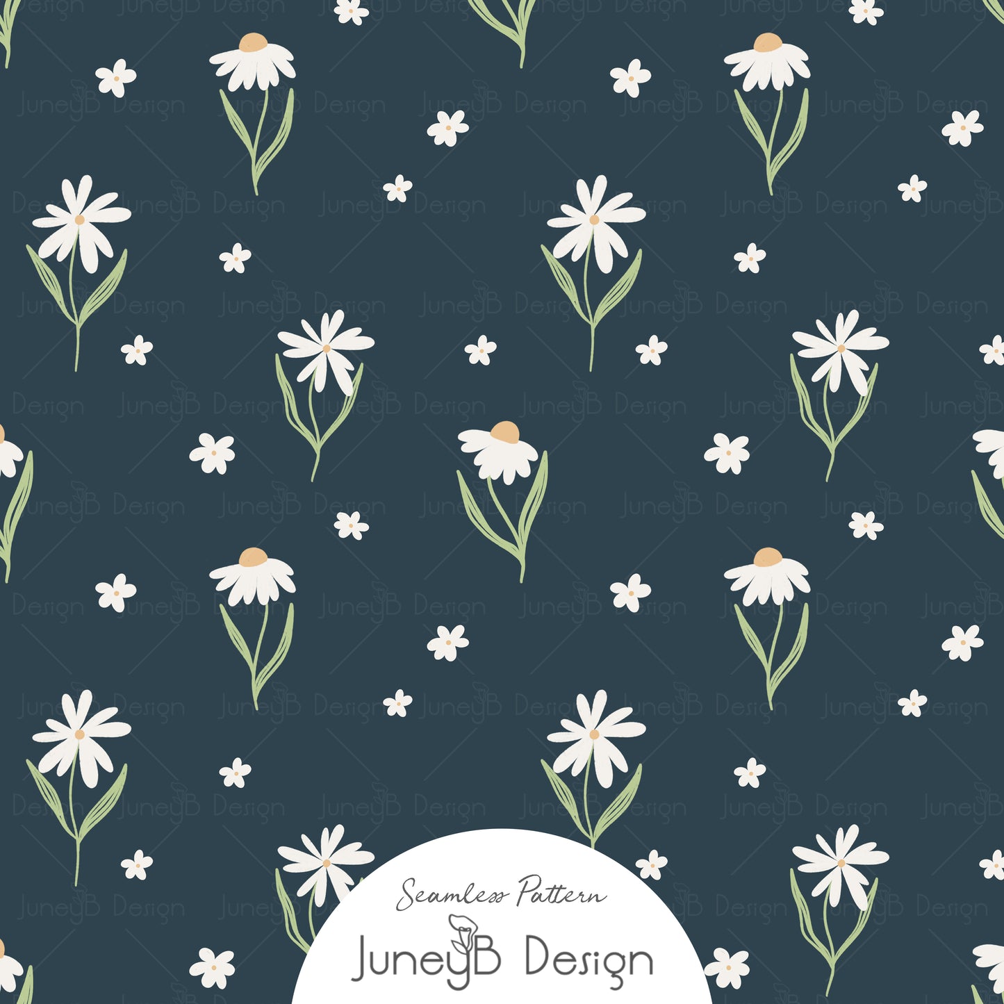Count Sheep - Daisies - Navy Blue