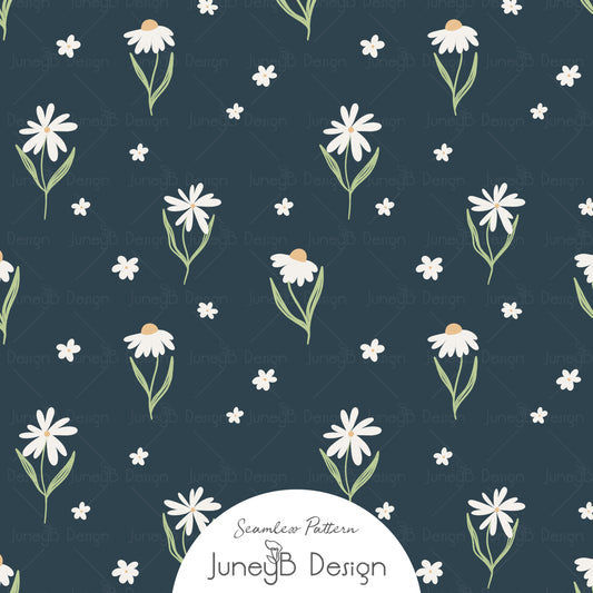 Count Sheep - Daisies - Navy Blue