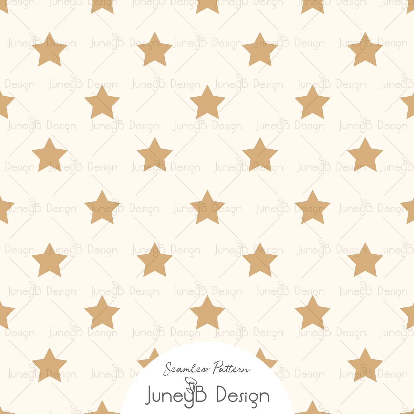 Western star seamless pattern with golden yellow stars on cream background digital fabric design.