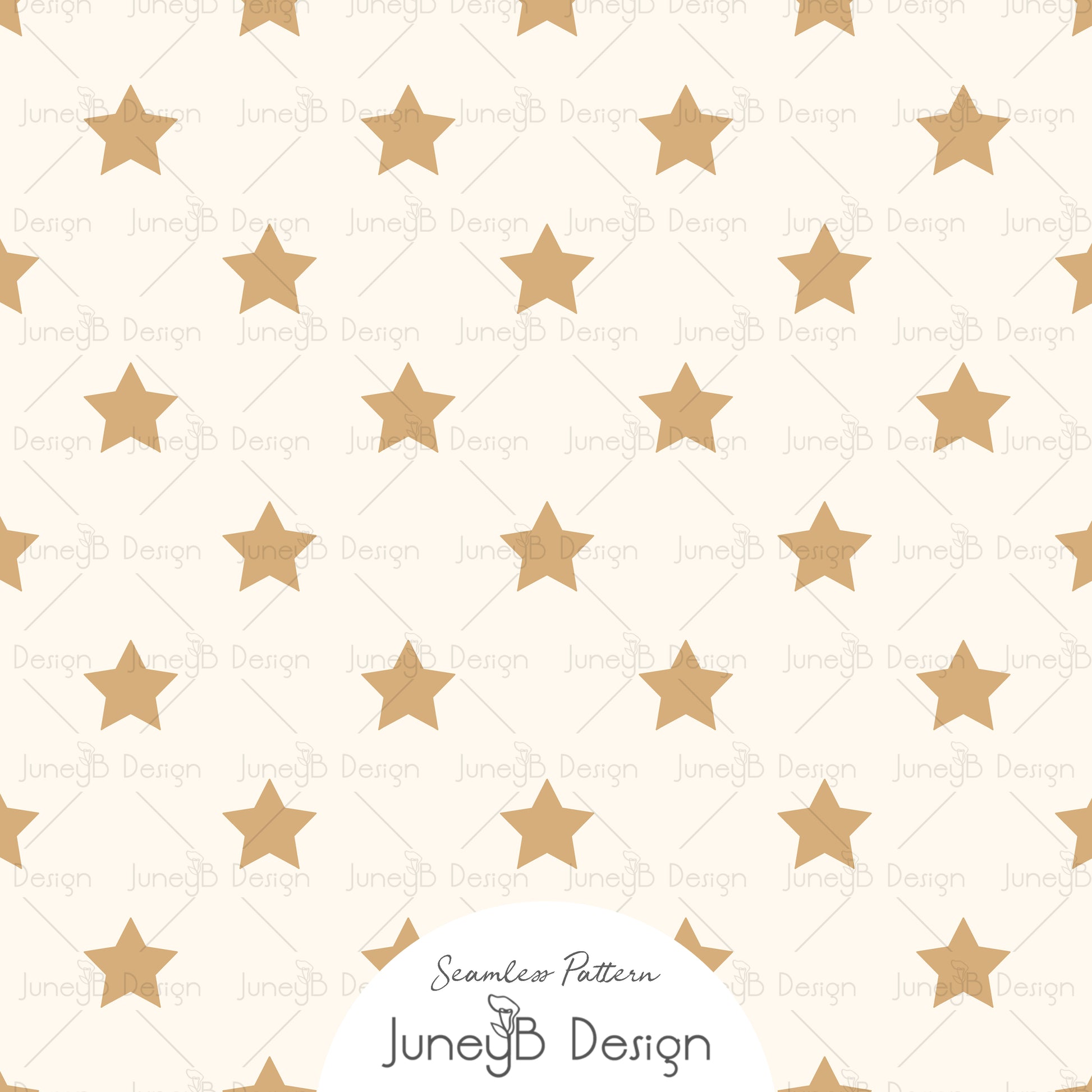 Western star seamless pattern with golden yellow stars on cream background digital fabric design.