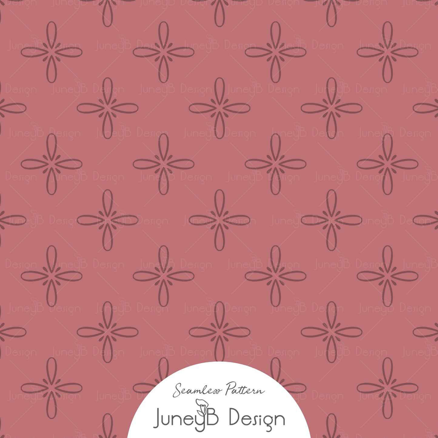 Dusty pink cowgirl seamless pattern with hand drawn desert bloom floral star shapes.