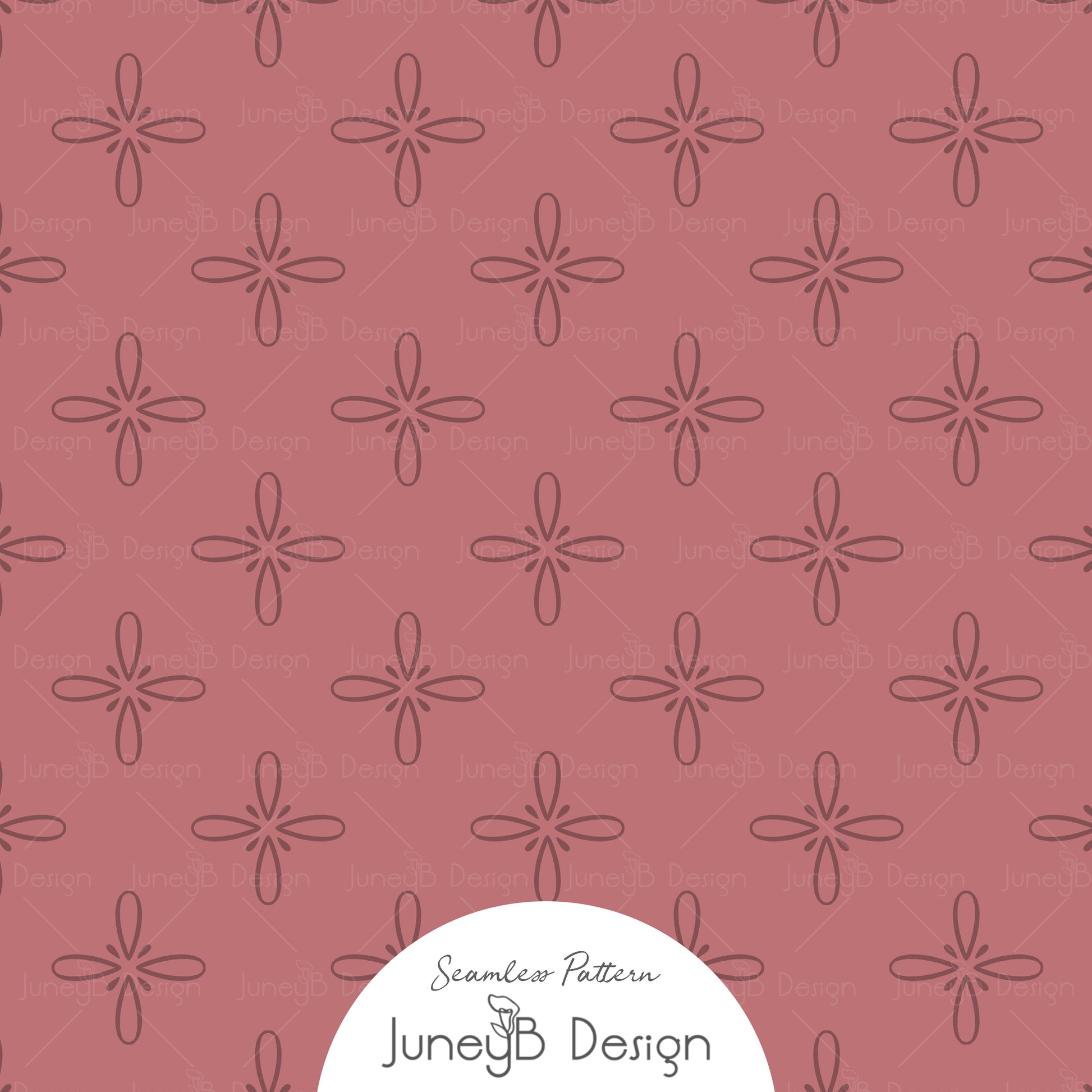 Dusty pink cowgirl seamless pattern with hand drawn desert bloom floral star shapes.