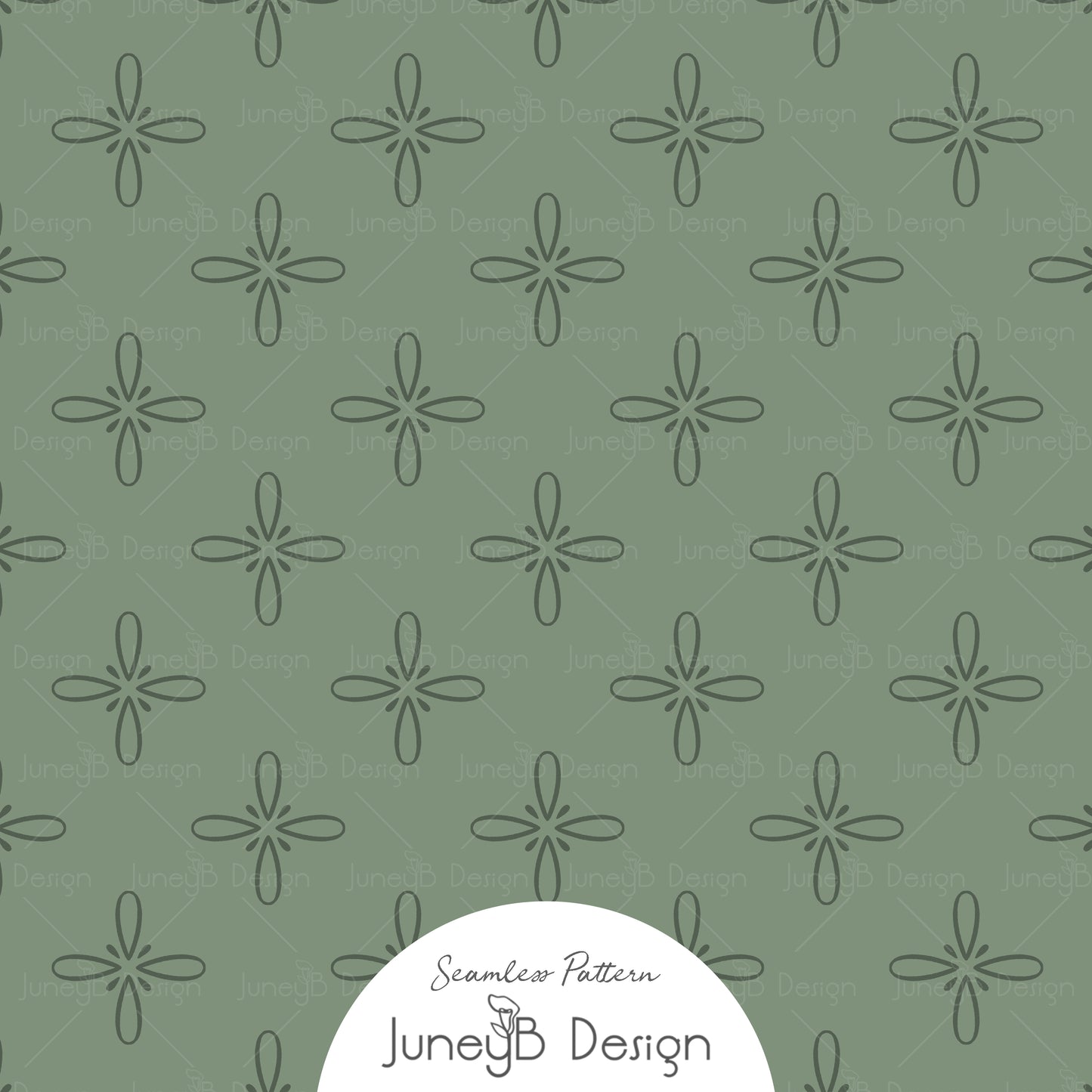 Sage green cowgirl seamless pattern with hand drawn desert bloom floral stars.