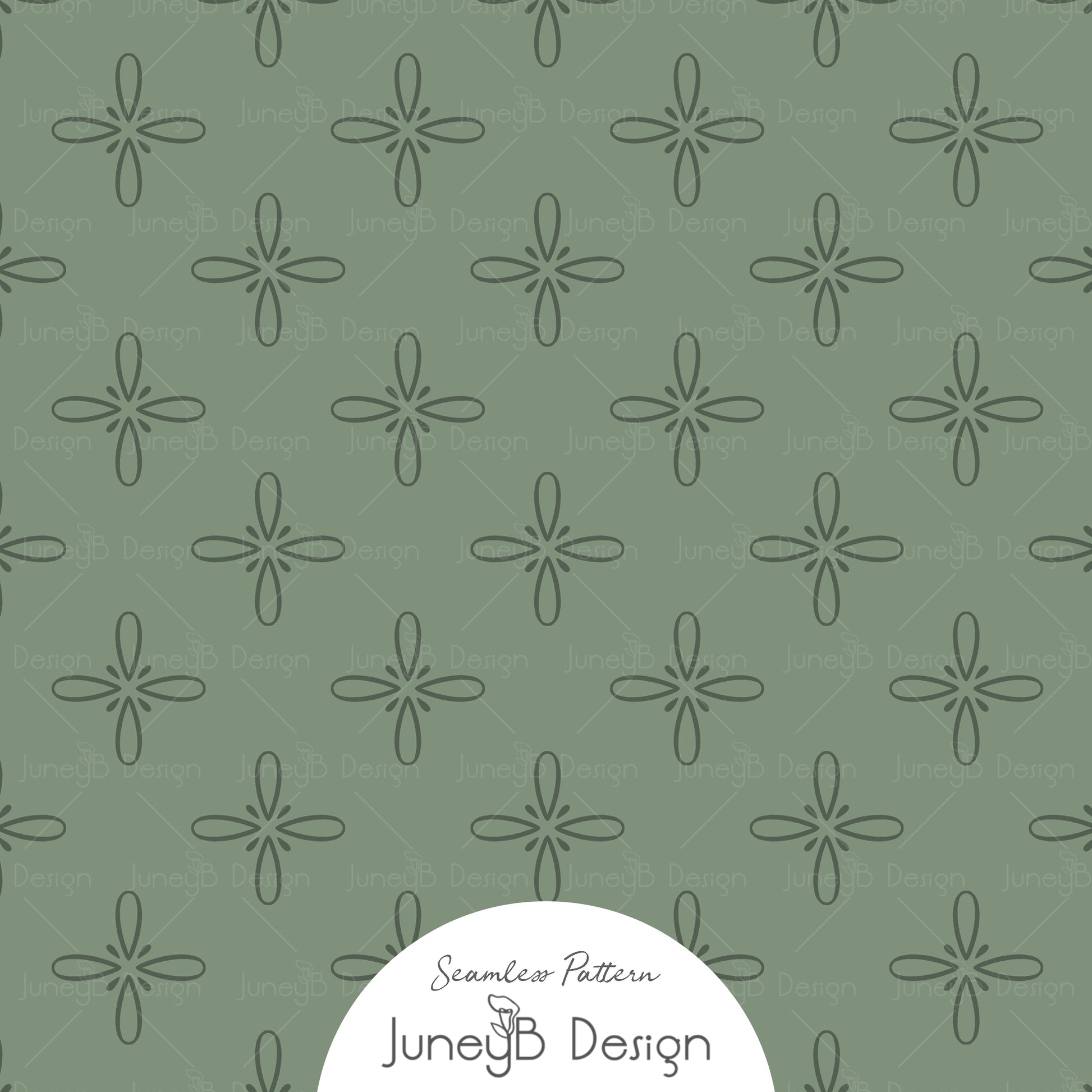 Sage green cowgirl seamless pattern with hand drawn desert bloom floral stars.