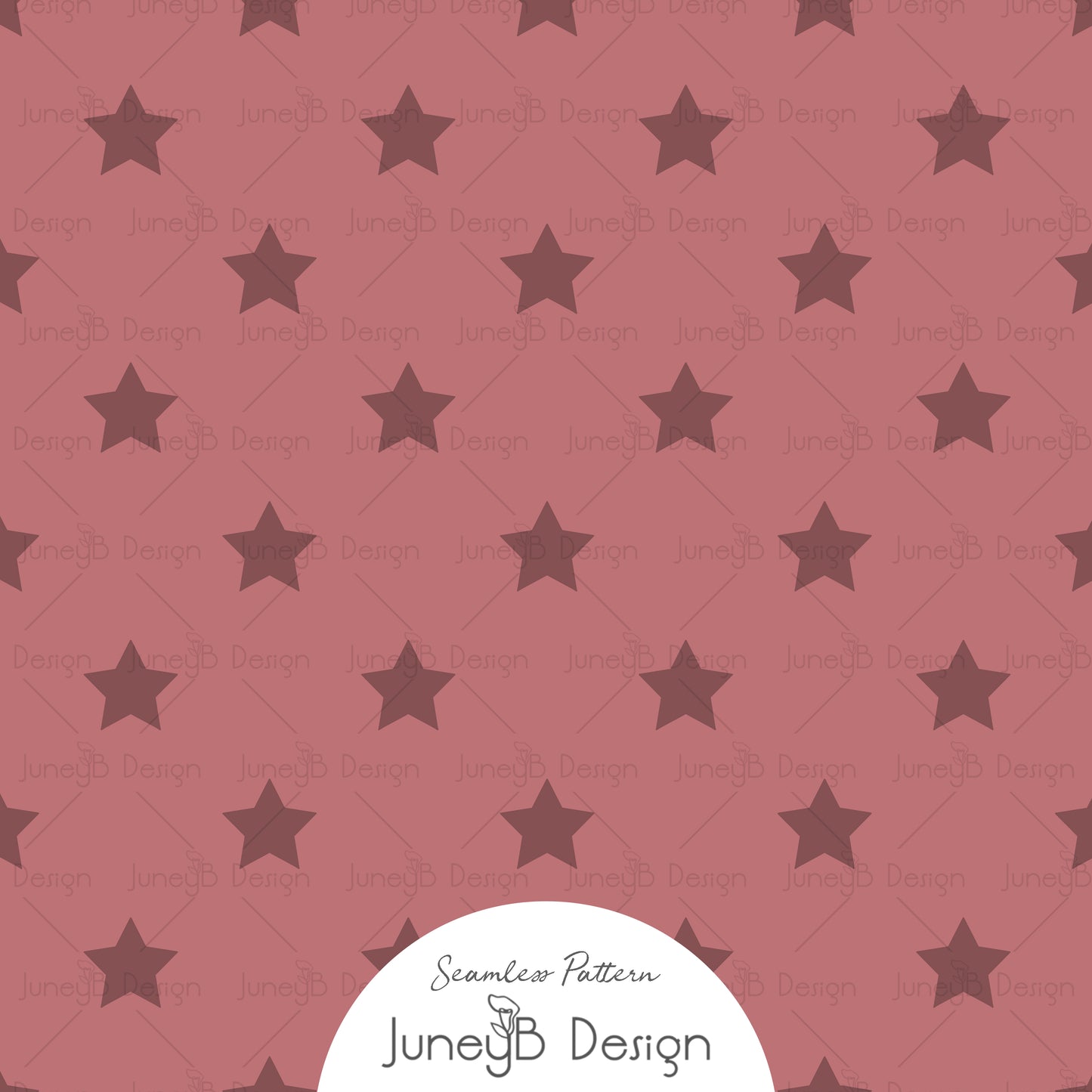 Western star seamless pattern in dark dusty pink digital fabric design.