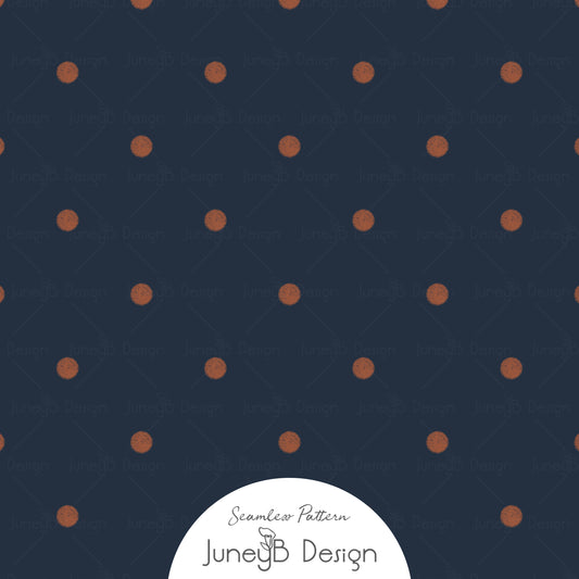 Ghostly Florals - Dot - Rust on Navy