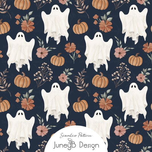 Ghostly Florals - Ghosts - Navy