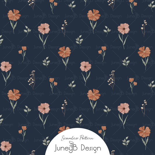 Ghostly Florals - Small Florals - Navy