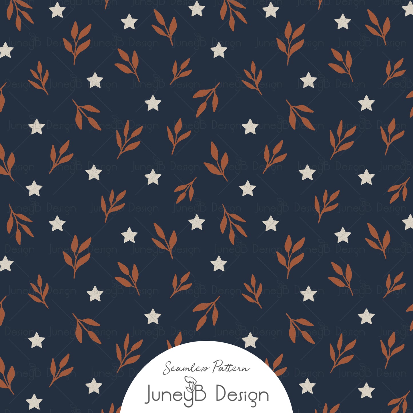 Ghostly Florals - Star and Leaf Toss - Navy