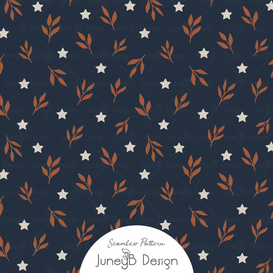 Ghostly Florals - Star and Leaf Toss - Navy
