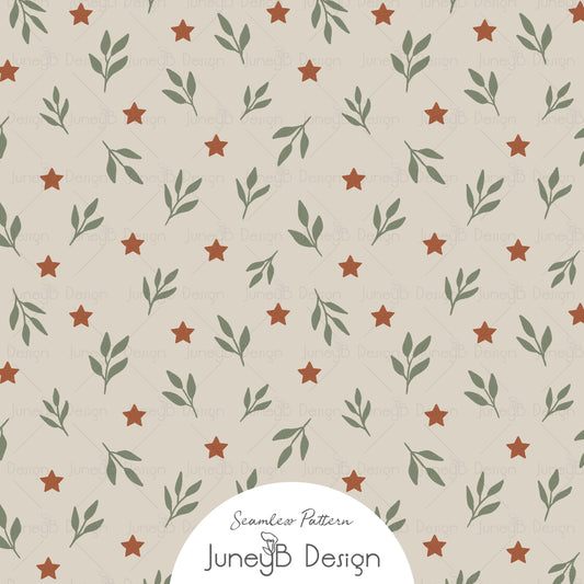 Ghostly Florals - Star and Leaf Toss - Stone
