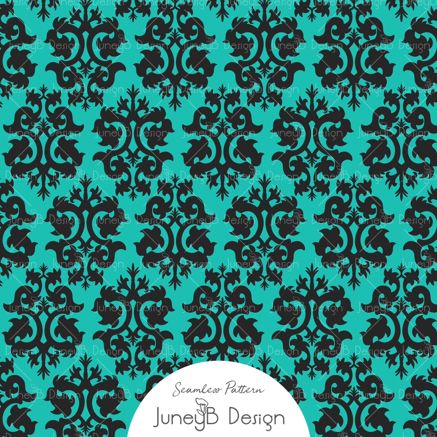 Happy Haunting - Damask - Teal
