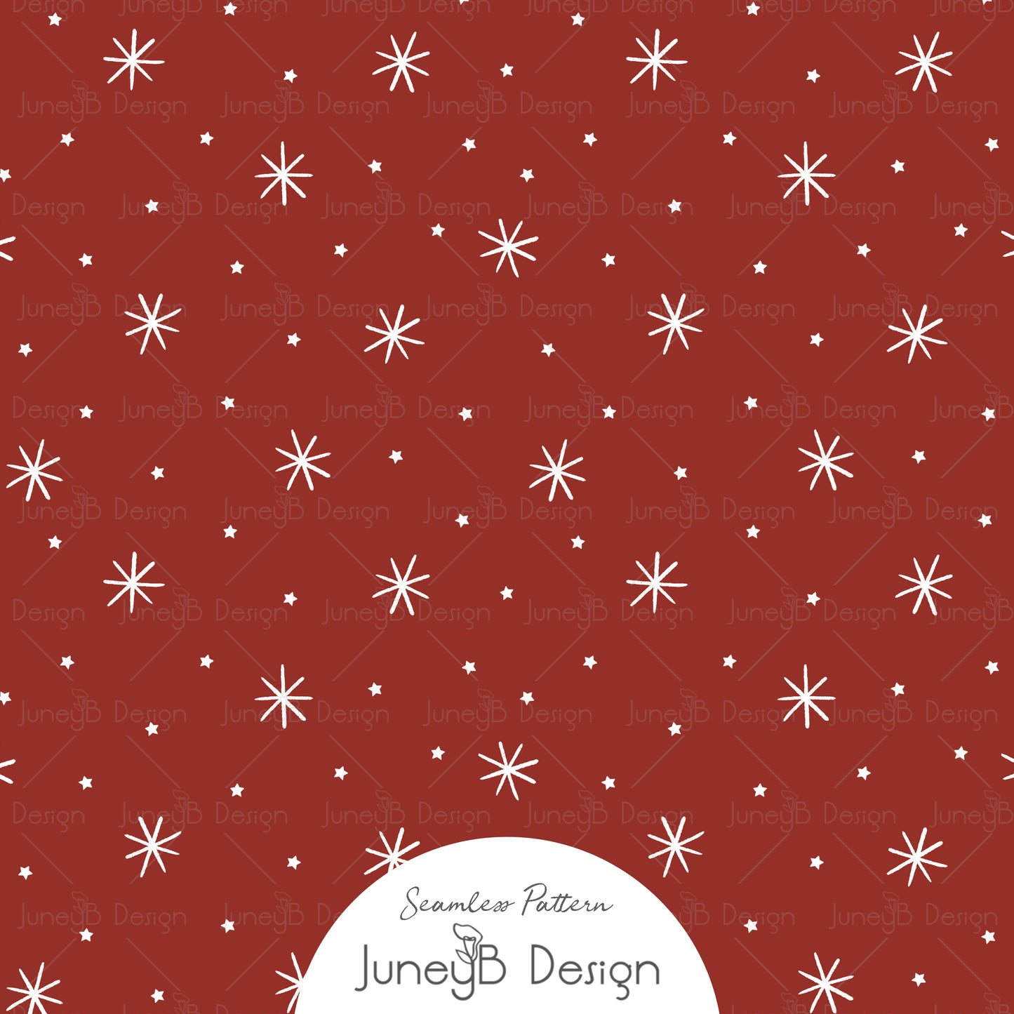 Red and white snowflake seamless pattern – Christmas holiday fabric design