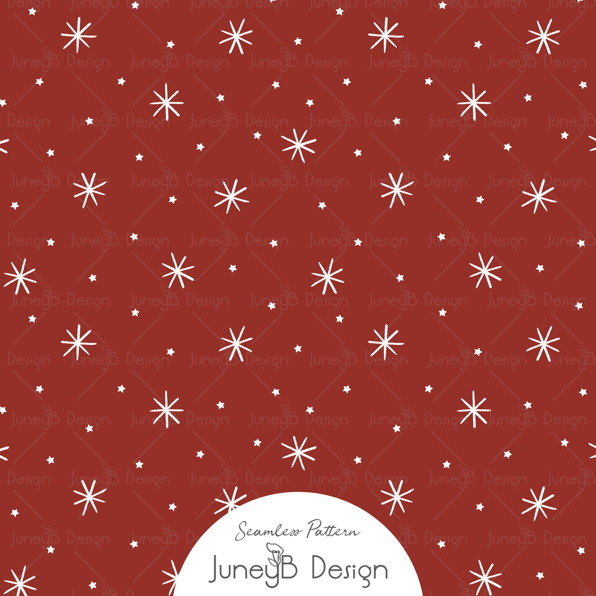 Red and white snowflake seamless pattern – Christmas holiday fabric design