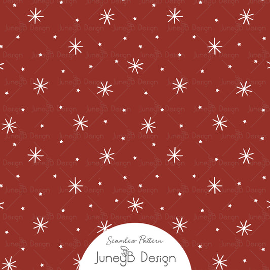 Red and white snowflake seamless pattern – Christmas holiday fabric design