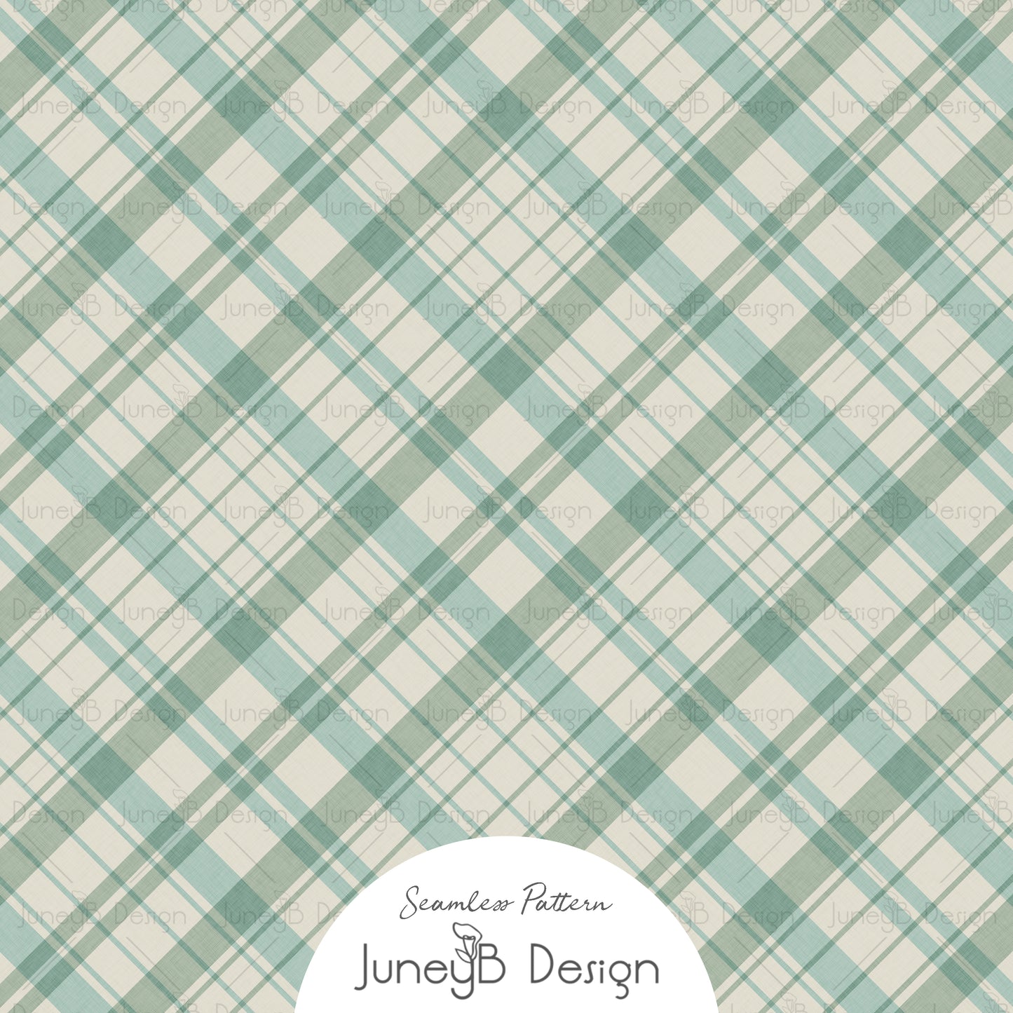 Blue and cream plaid seamless pattern digital fabric design