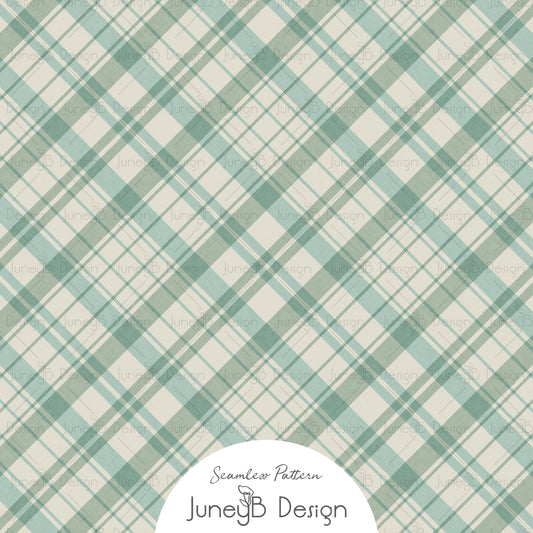 Blue and cream plaid seamless pattern digital fabric design