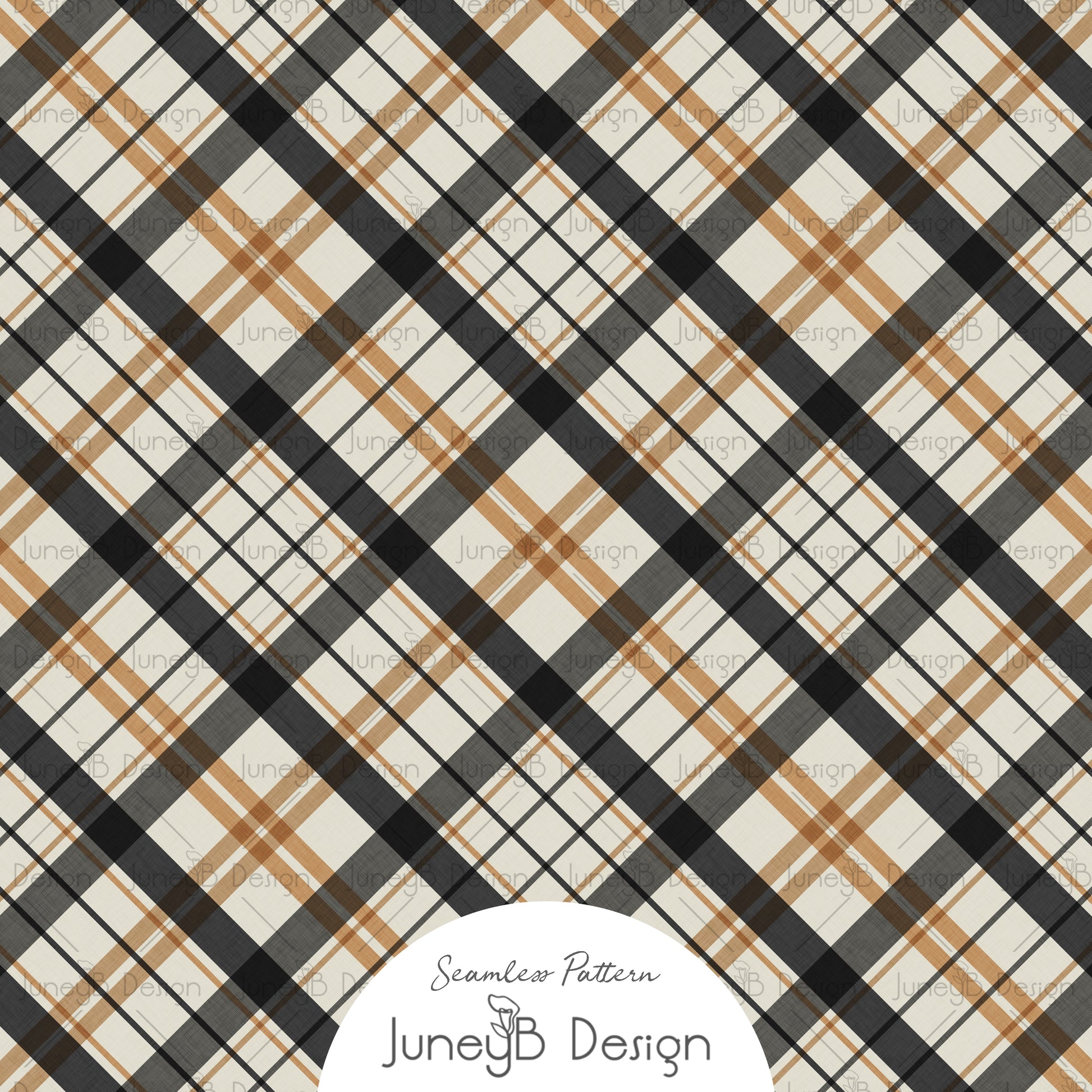 Rustic black and tan plaid seamless pattern for fabric printing