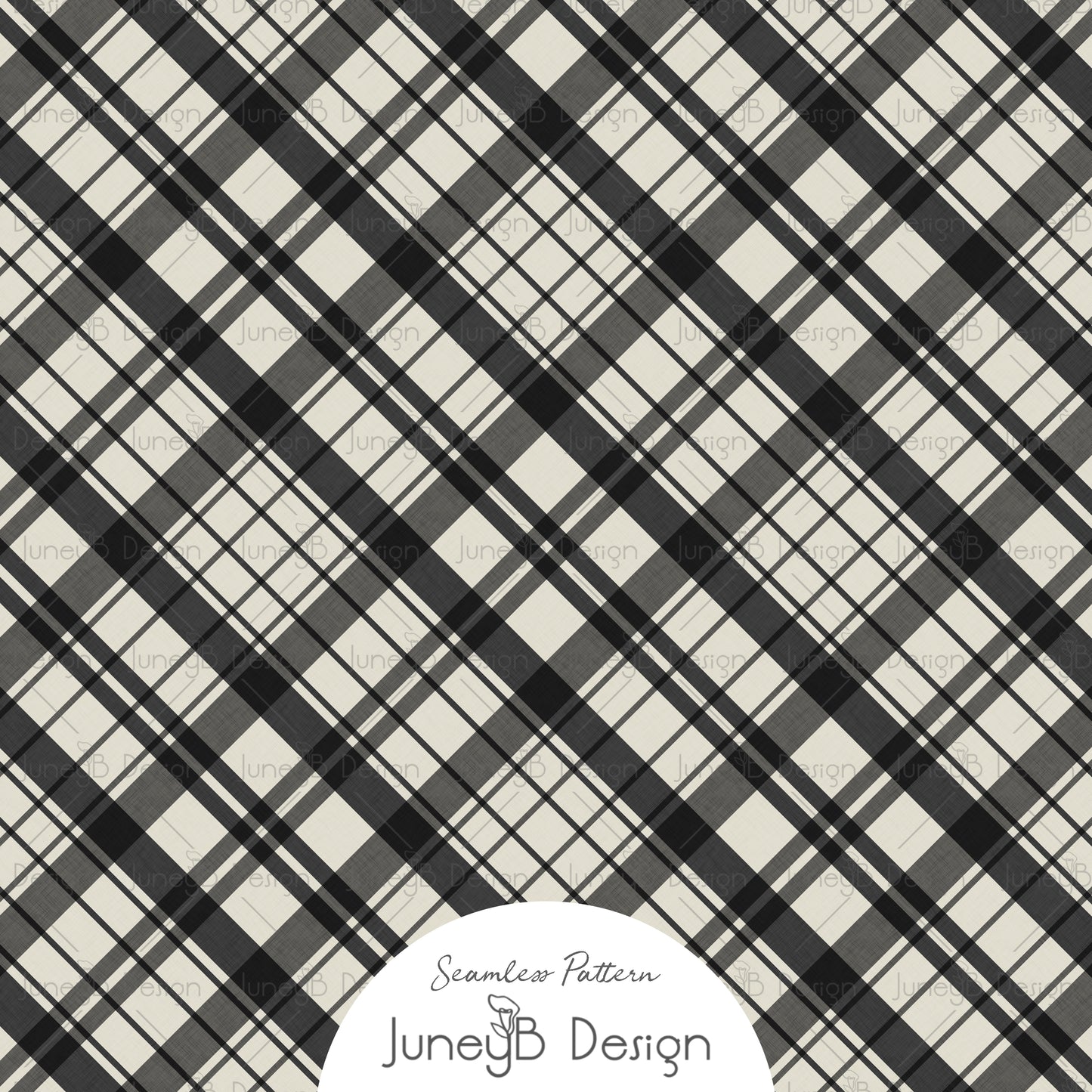 Black and white plaid seamless pattern tartan check digital fabric design for textiles quilting and home décor