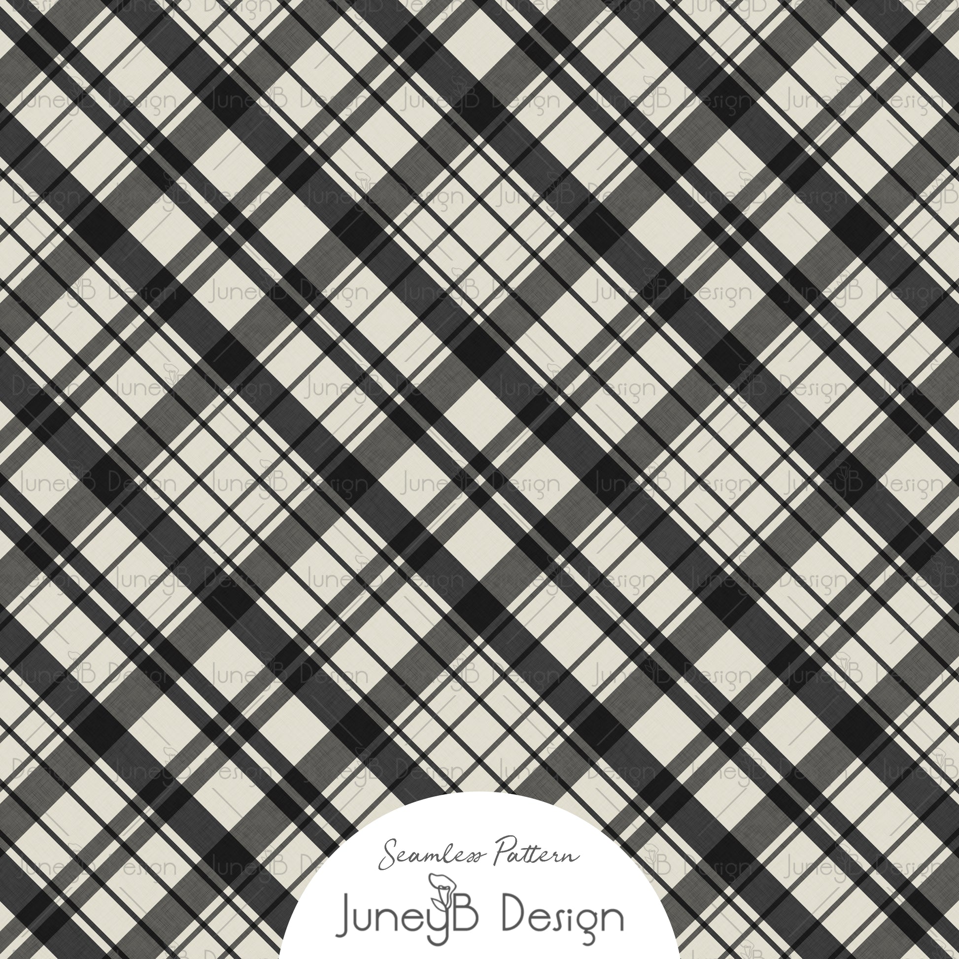 Black and white plaid seamless pattern tartan check digital fabric design for textiles quilting and home décor