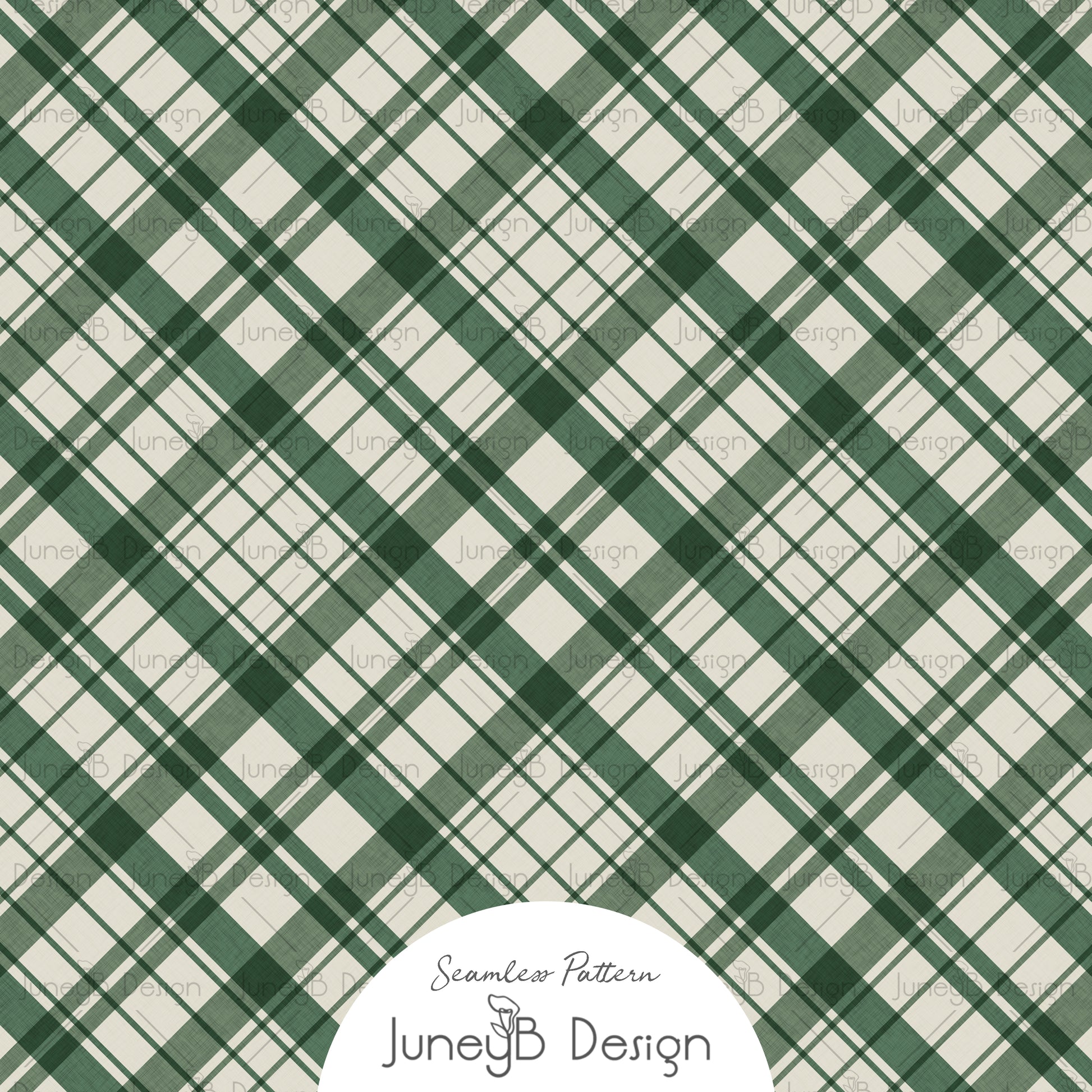 Green and cream plaid seamless pattern for fabric and textiles