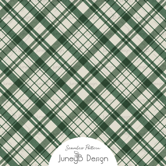Green and cream plaid seamless pattern for fabric and textiles