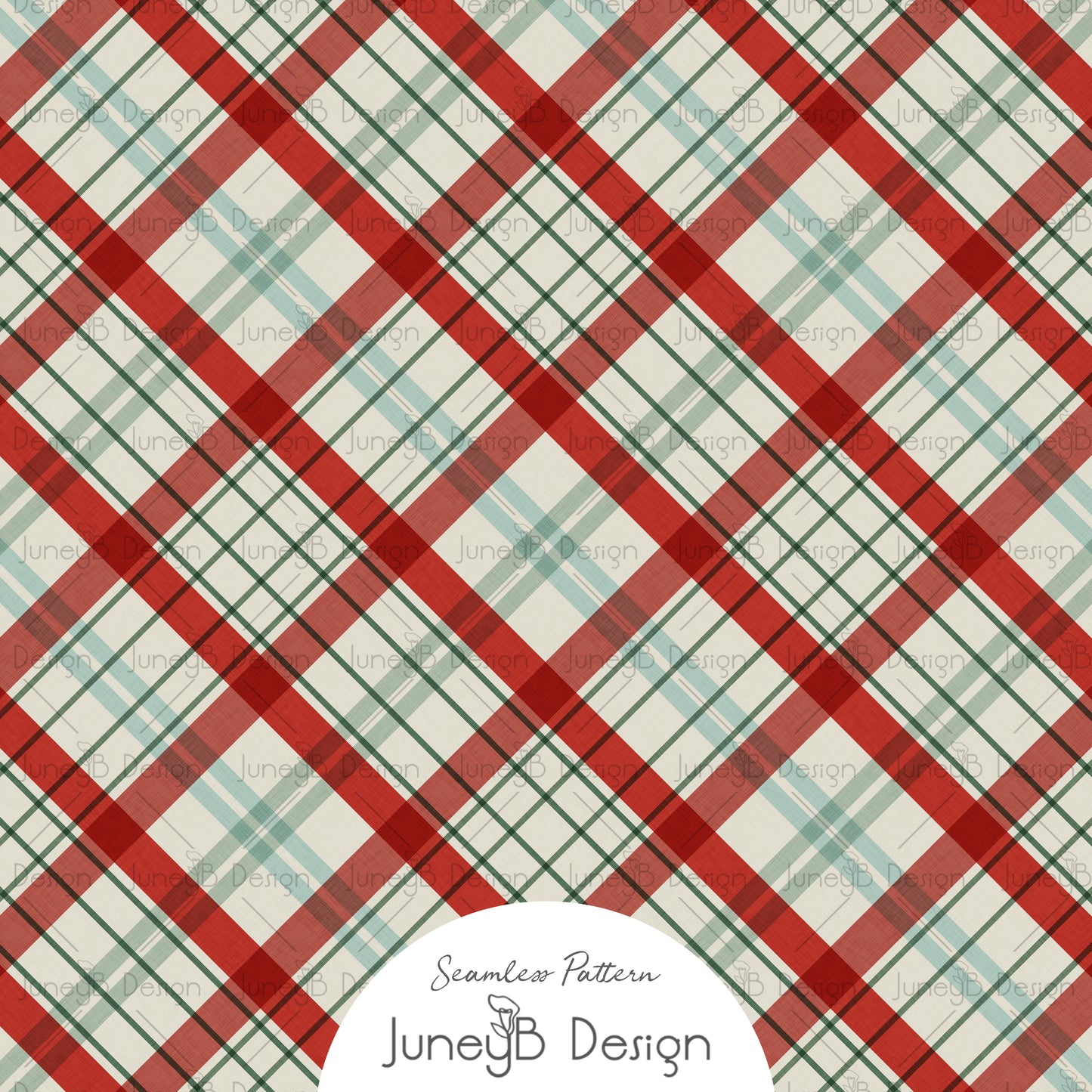 Red and green Christmas plaid seamless pattern digital fabric design