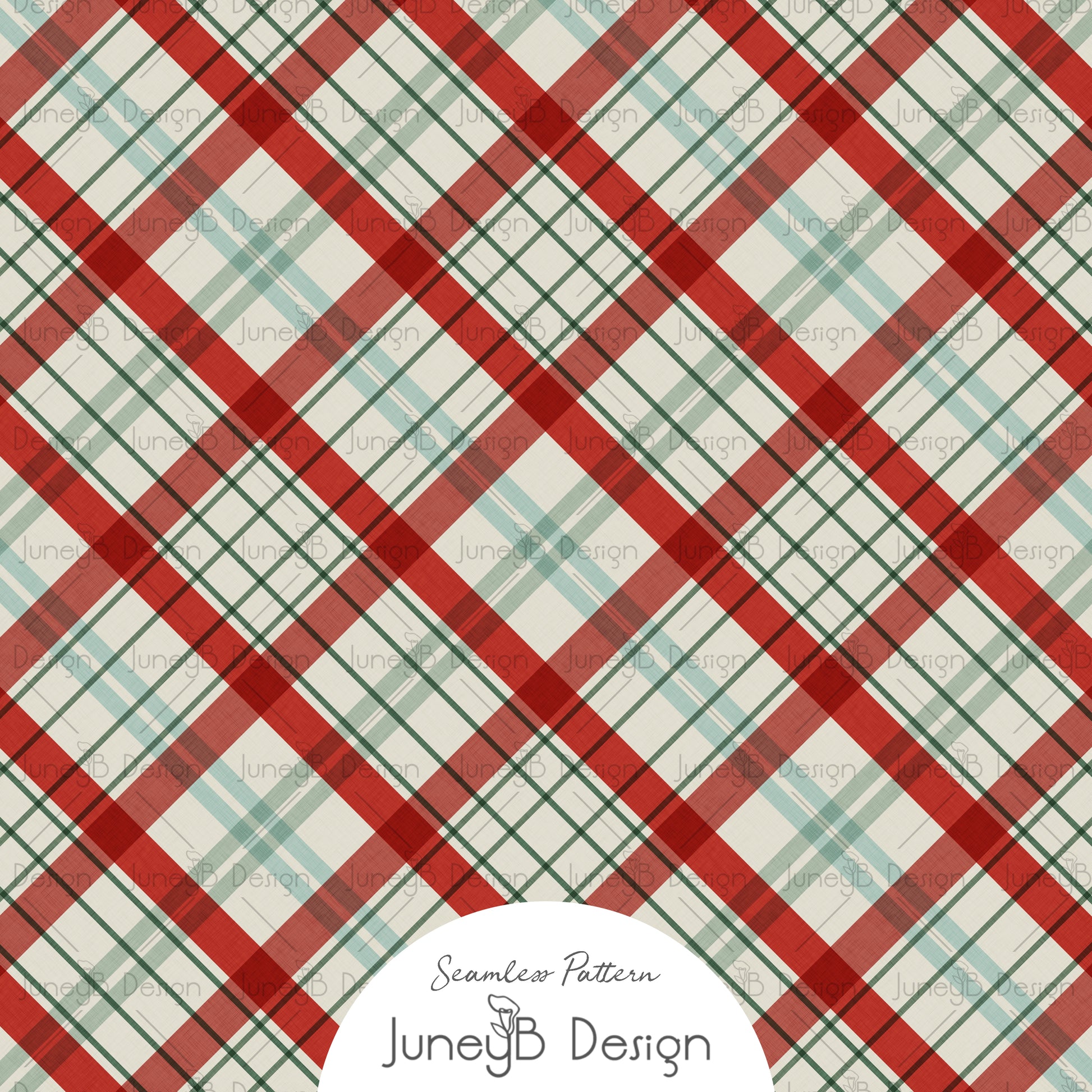 Red and green Christmas plaid seamless pattern digital fabric design