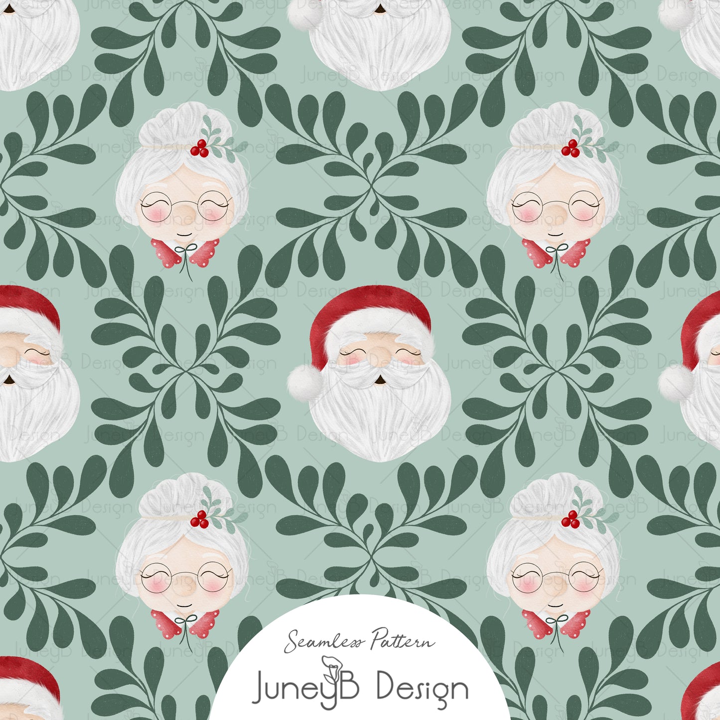 Mr & Mrs Claus - Lattice - Mint