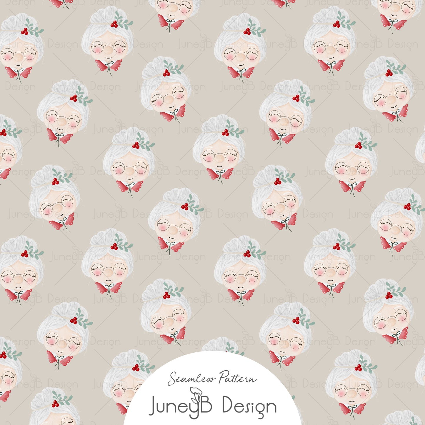 Mr & Mrs Claus - Mrs Claus Face - Beige