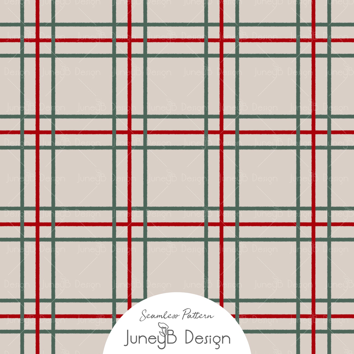Mr & Mrs Claus - Plaid - Beige Multi - Red & Green