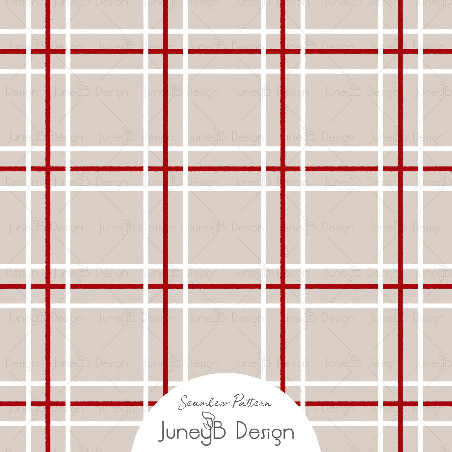 Mr & Mrs Claus - Plaid - Beige Multi - Red & White