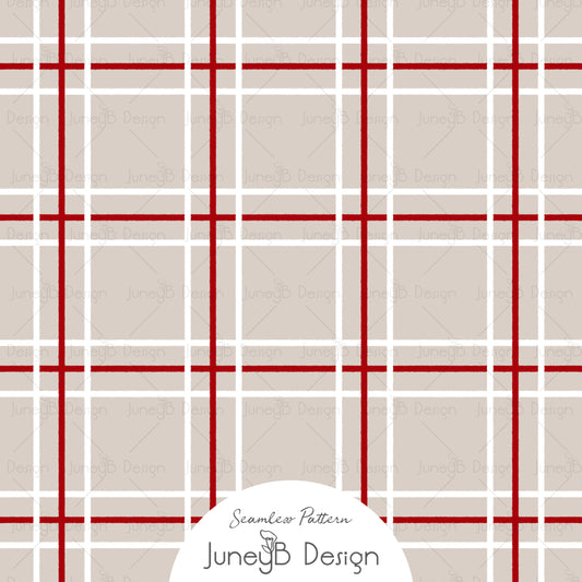 Mr & Mrs Claus - Plaid - Beige Multi - Red & White