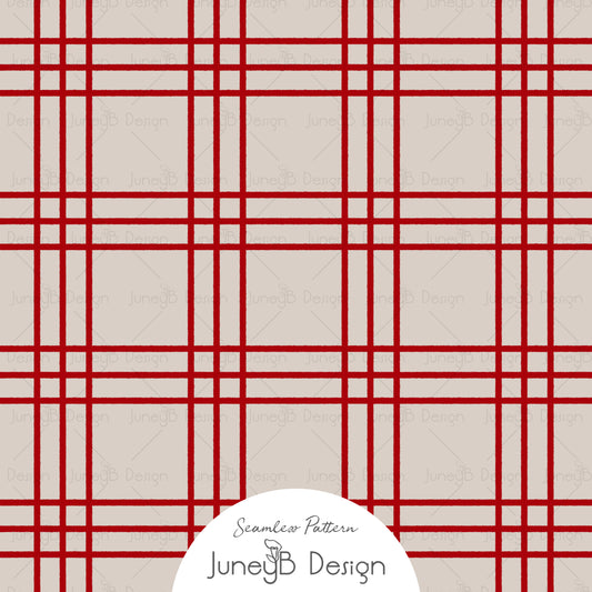 Mr & Mrs Claus - Plaid - Beige & Red