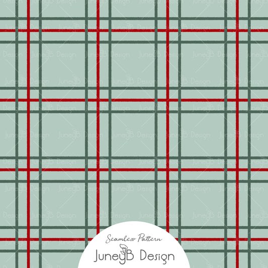 Mr & Mrs Claus - Plaid - Mint Multi - Red & Green