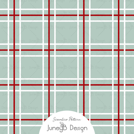 Mr & Mrs Claus - Plaid - Mint Multi - Red & White