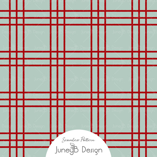Mr & Mrs Claus - Plaid - Mint & Red