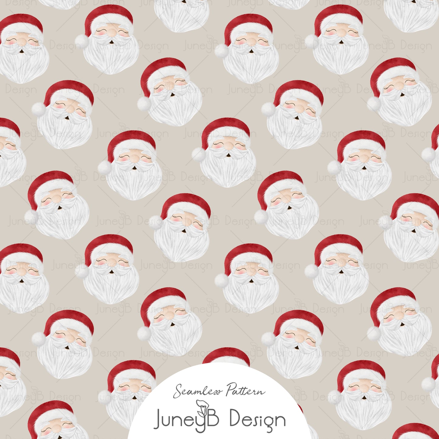 Mr & Mrs Claus - Santa Faces - Beige