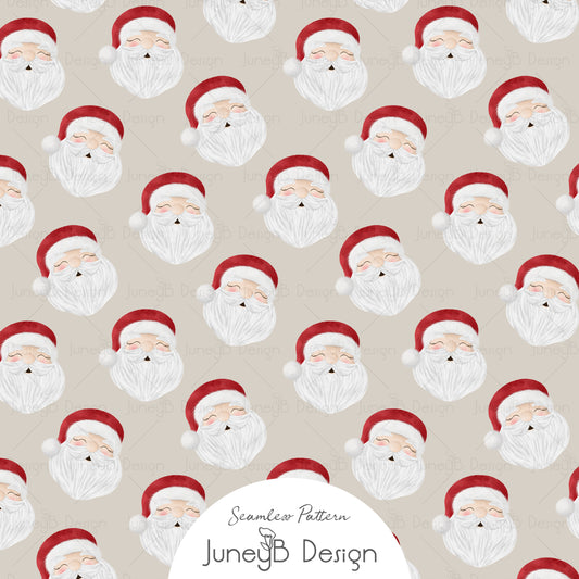 Mr & Mrs Claus - Santa Faces - Beige