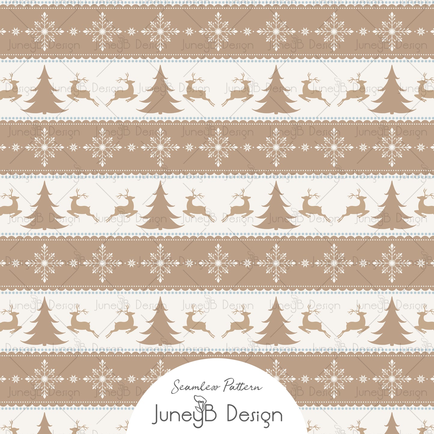 Nordic Christmas - Fair Isle - Tan & Blue