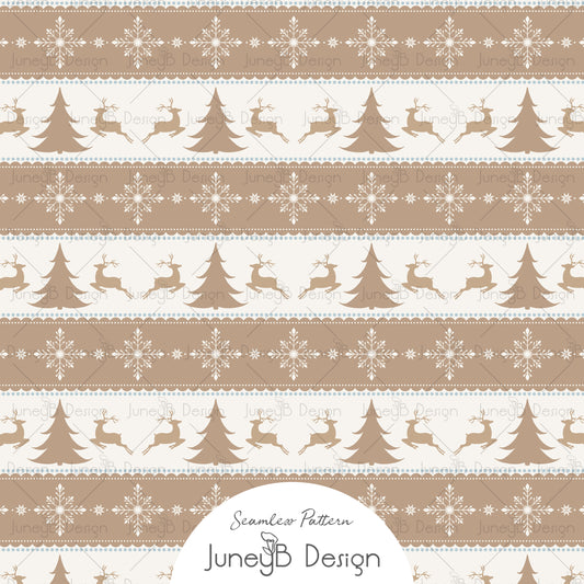 Nordic Christmas - Fair Isle - Tan & Blue