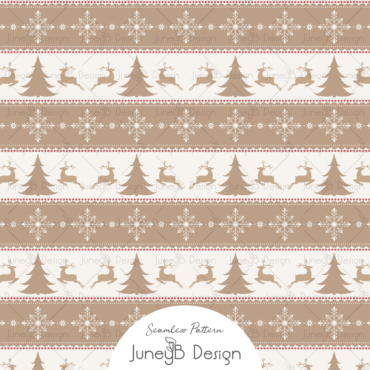 Nordic Christmas - Fair Isle - Tan & Red