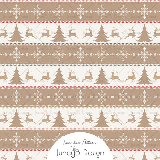 Nordic Christmas - Fair Isle - Tan & Red
