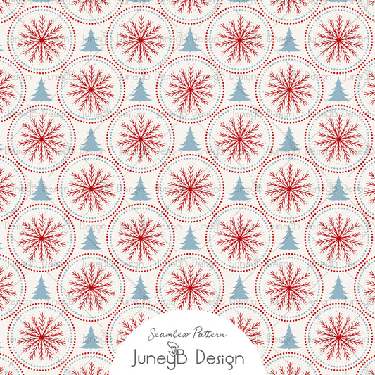 Nordic Christmas - Snowflakes - Red
