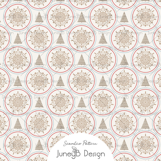 Nordic Christmas - Snowflakes - Tan