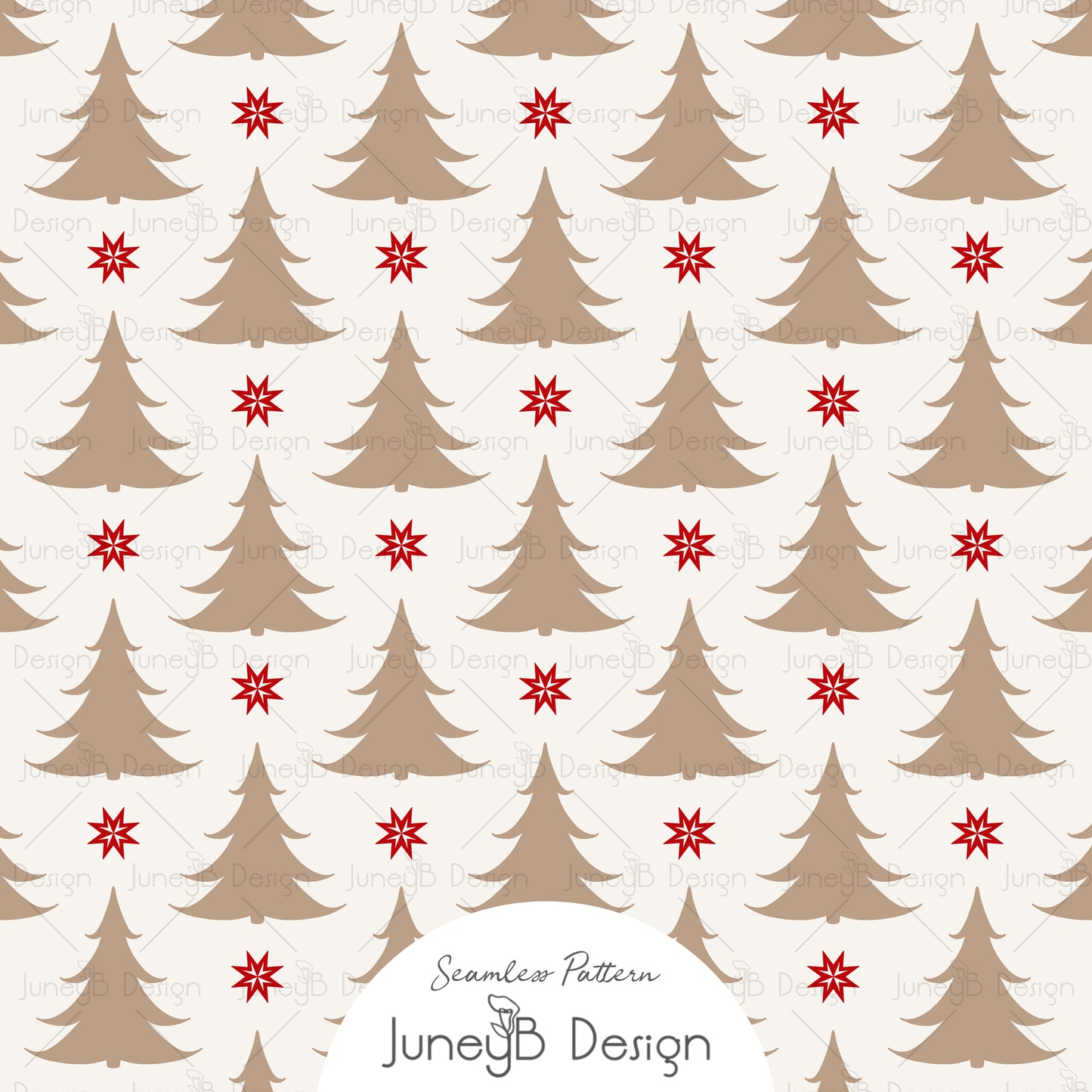 Nordic Christmas - Trees - Tan & Red