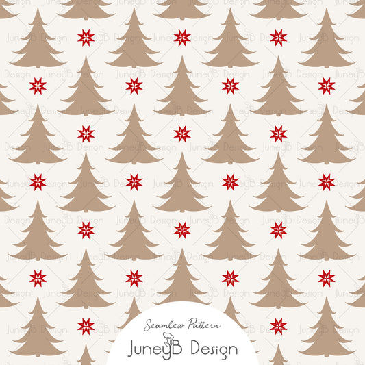 Nordic Christmas - Trees - Tan & Red
